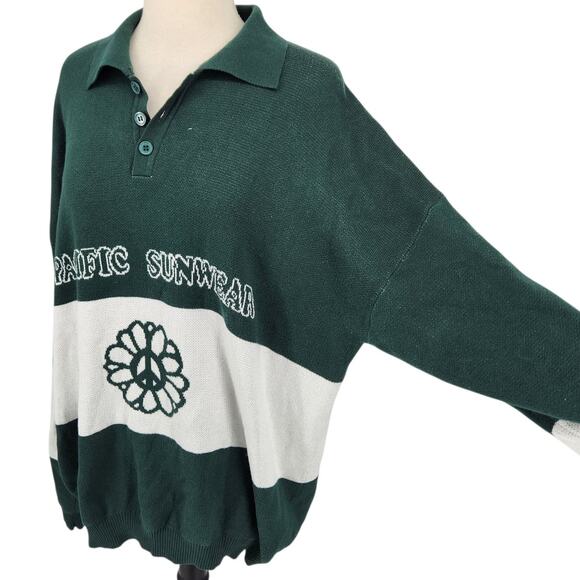 Pacsun Petal Knit Jumper – XL, White & Green, Slouchy Fit Unisex Rugby - Picture 8 of 8